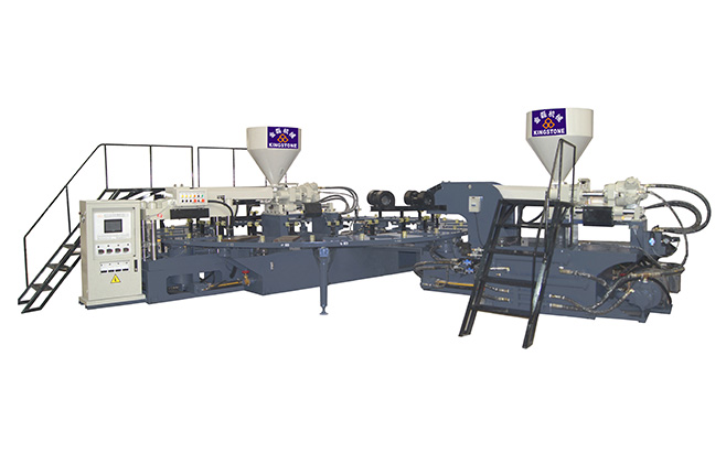 全自動圓盤式雙色PVC吹氣拖鞋射出成型制鞋機JL-108-2C